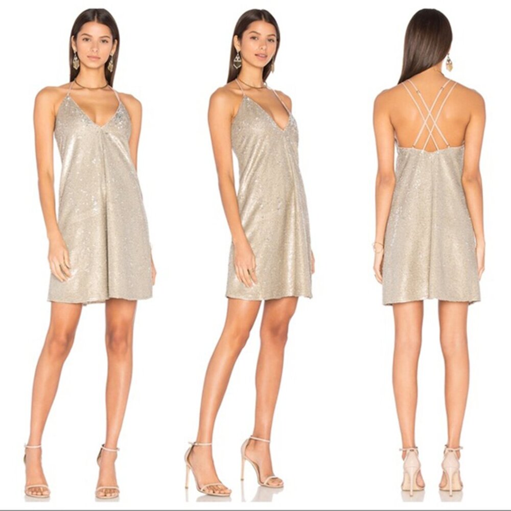 THE JETSET DIARIES Diamond Dress - Color: Gold Sequin - Size Medium